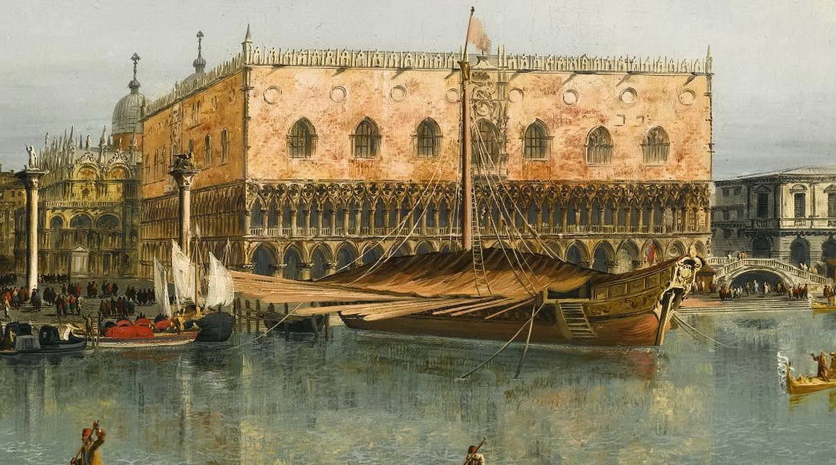 Venezia, Bacino di San Marco Guardando Verso il Palazzo Ducale e la Piazzetta - dettaglio